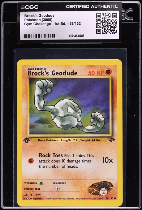 2000 Pokemon Gym Challenge 1st Edition Brock's Geodude #68 CGC AUTH