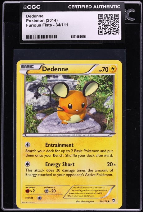 2014 Pokemon XY Furious Fists Dedenne #34 CGC AUTH