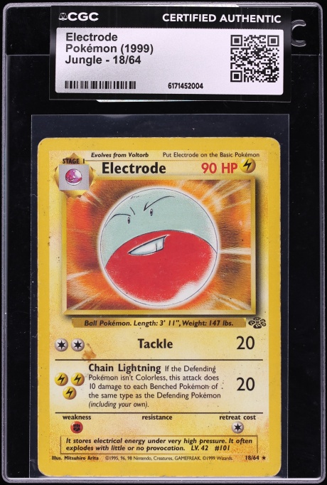 1999 Pokemon Jungle Electrode #18 CGC AUTH