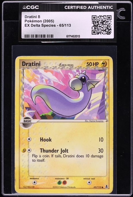 2005 Pokemon EX Delta Species Dratini #65 CGC AUTH
