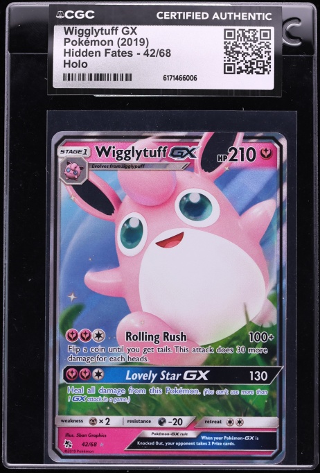 2019 Pokemon Sun & Moon Hidden Fates Holo Wigglytuff GX #42 CGC AUTH