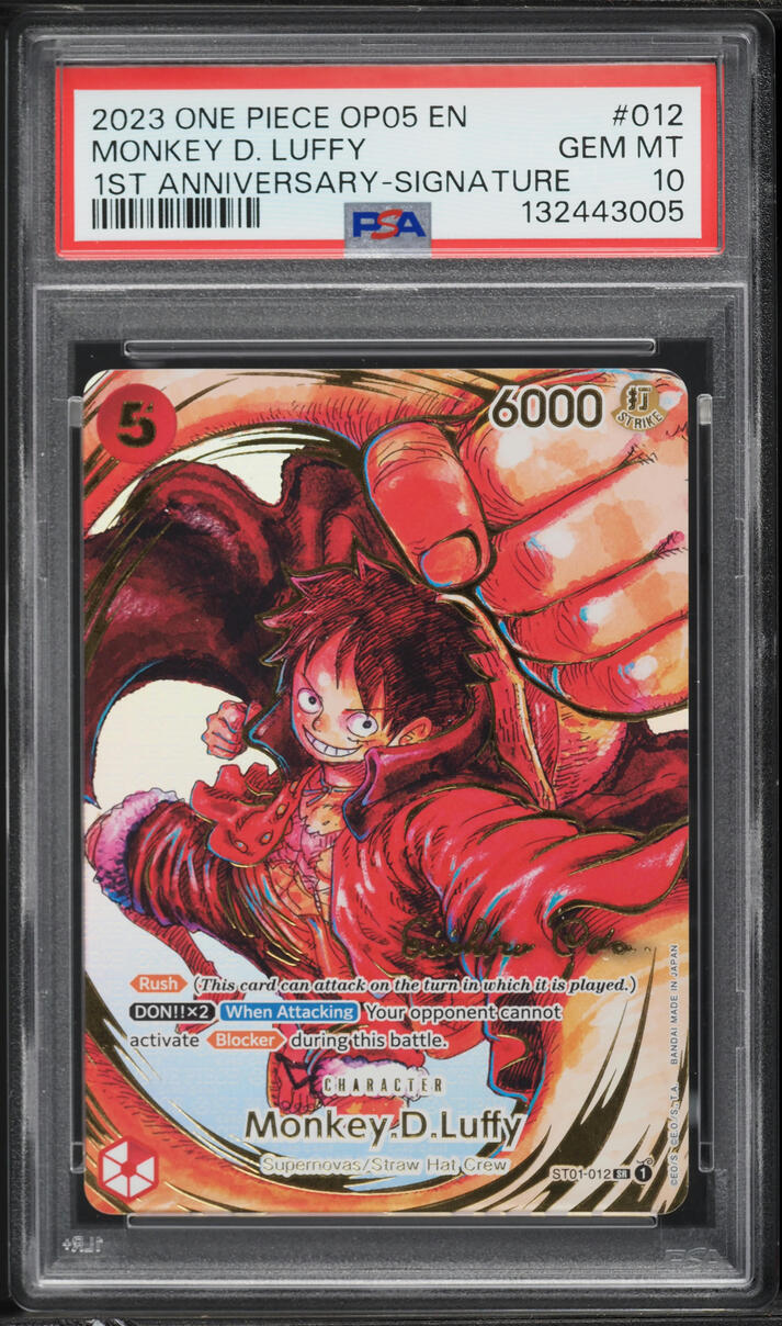 2023 One Piece Awakening New Era 1st Anniversary Signature Monkey D. Luffy #ST01-012 PSA 10 GEM