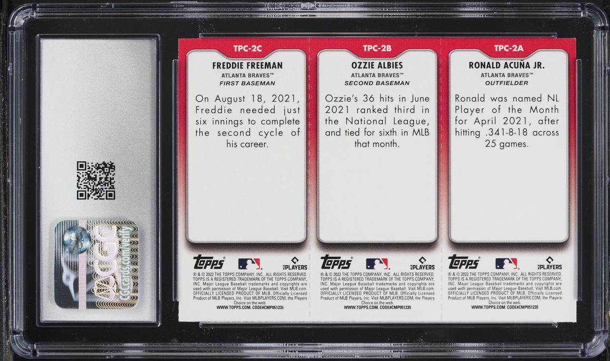 2022 Topps Opening Day Ronald Acuna Jr. Ozzie Albies Freddie Freeman CGC 10 GEM