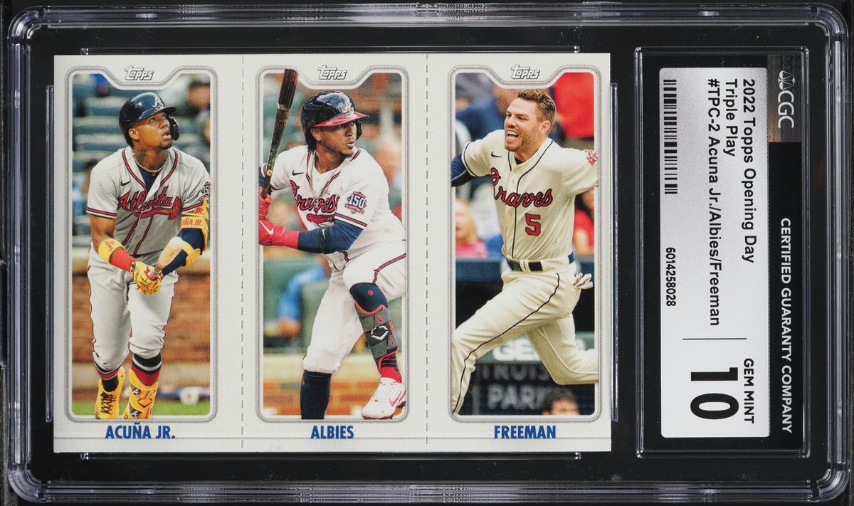 2022 Topps Opening Day Ronald Acuna Jr. Ozzie Albies Freddie Freeman CGC 10 GEM