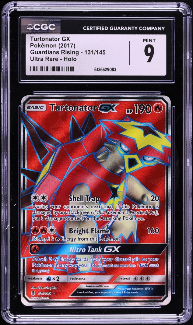 2017 Pokemon Sun & Moon Guardians Rising Full Art Turtonator GX #131 CGC 9 MINT