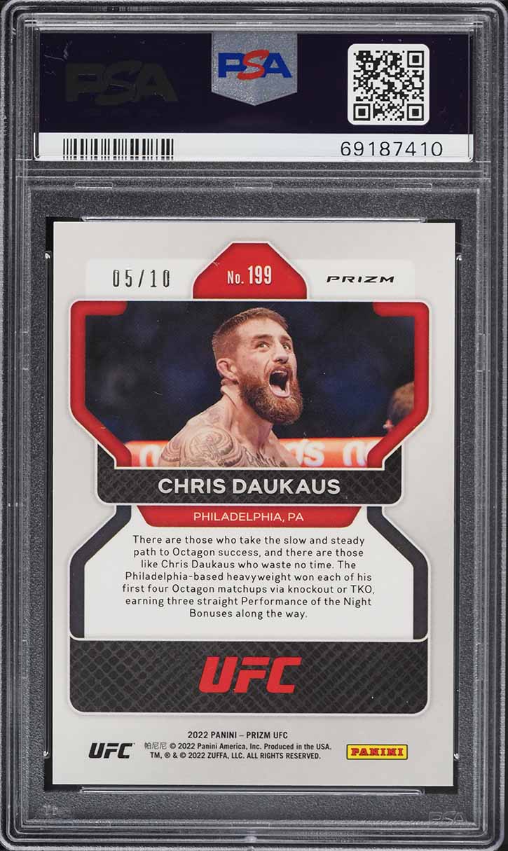 2022 Panini Prizm UFC Gold Chris Daukaus ROOKIE /10 #199 PSA 8 NM-MT