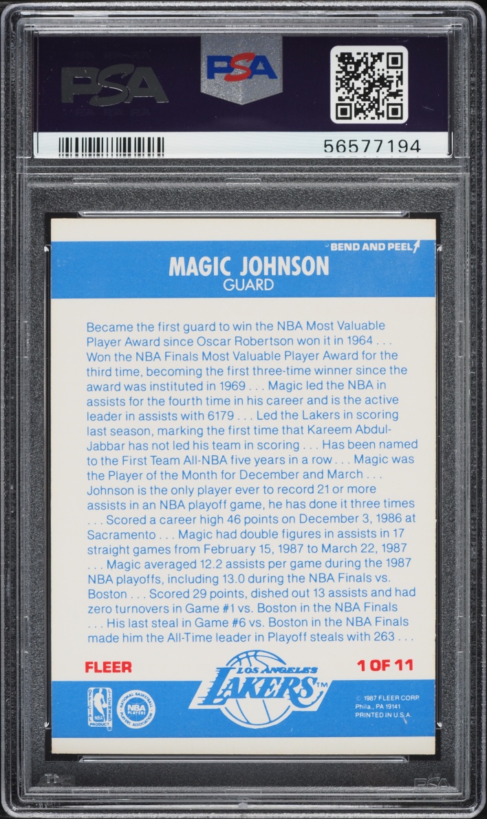 1987 Fleer Sticker Magic Johnson #1 PSA 8 NM-MT