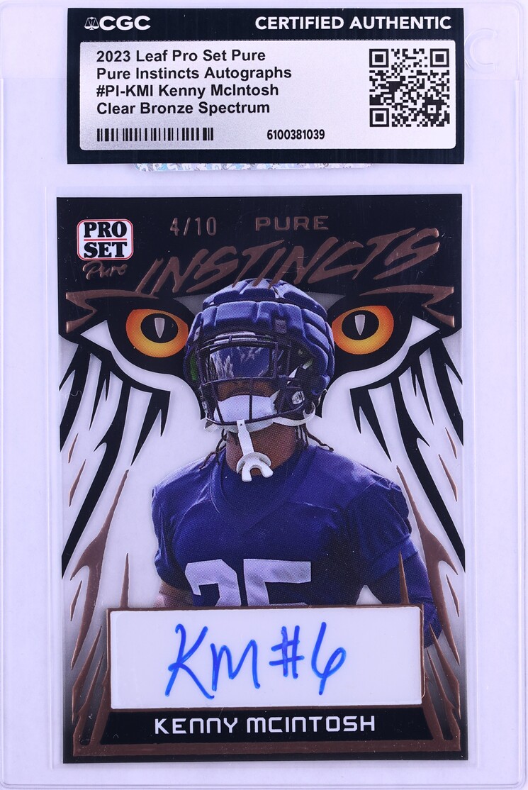 2023 Leaf Pro Set Pure Clear Bronze Spectrum Kenny McIntosh ROOKIE AUTO /10 #PI-KMI CGC AUTH