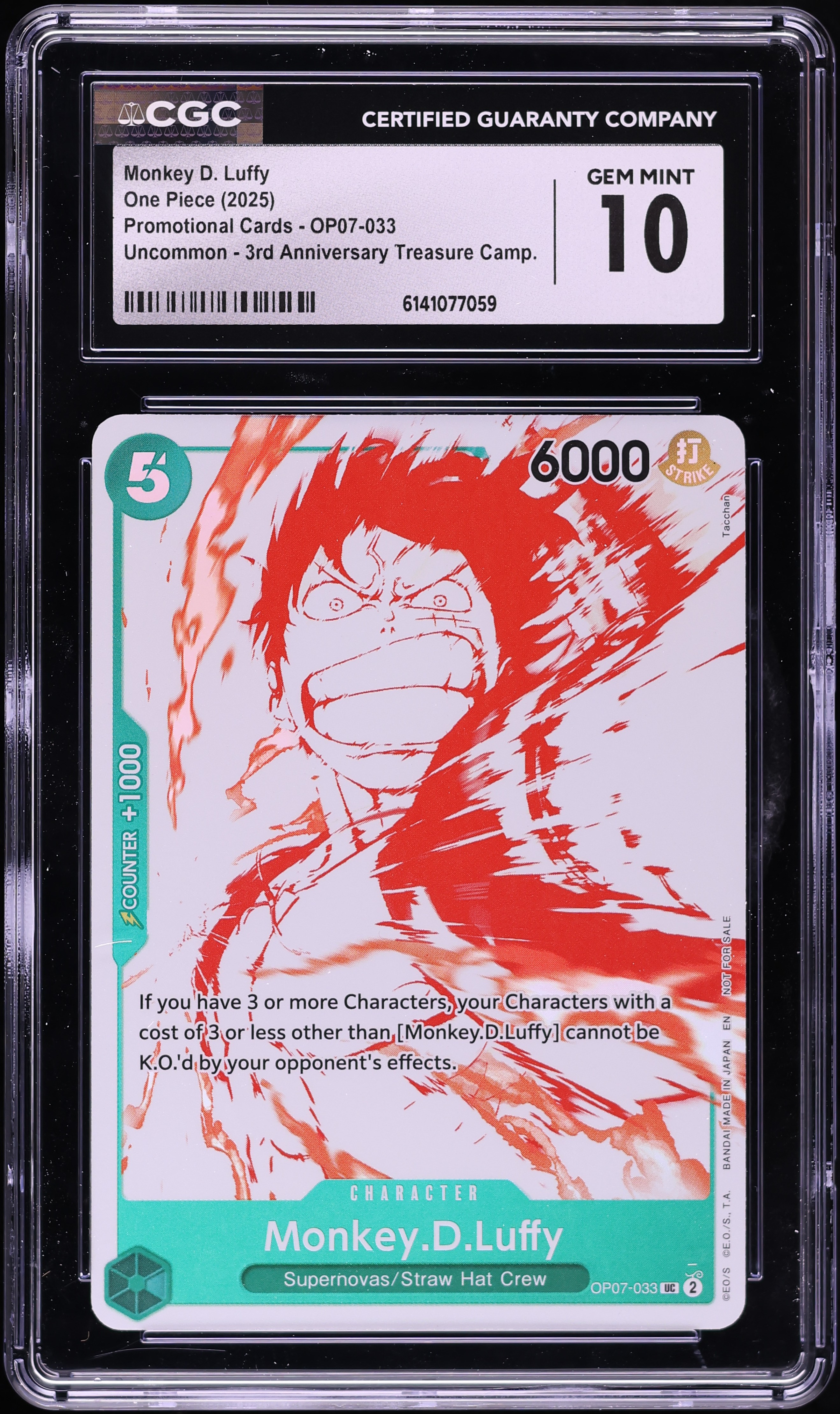 2025 One Piece Promo 3rd Anniversary Treasure Monkey D. Luffy #OP07-033 CGC 10 GEM MINT