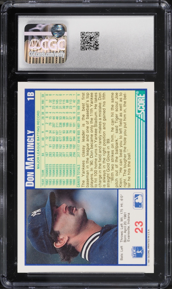 1991 Score Don Mattingly #23 CGC 10 GEM MINT