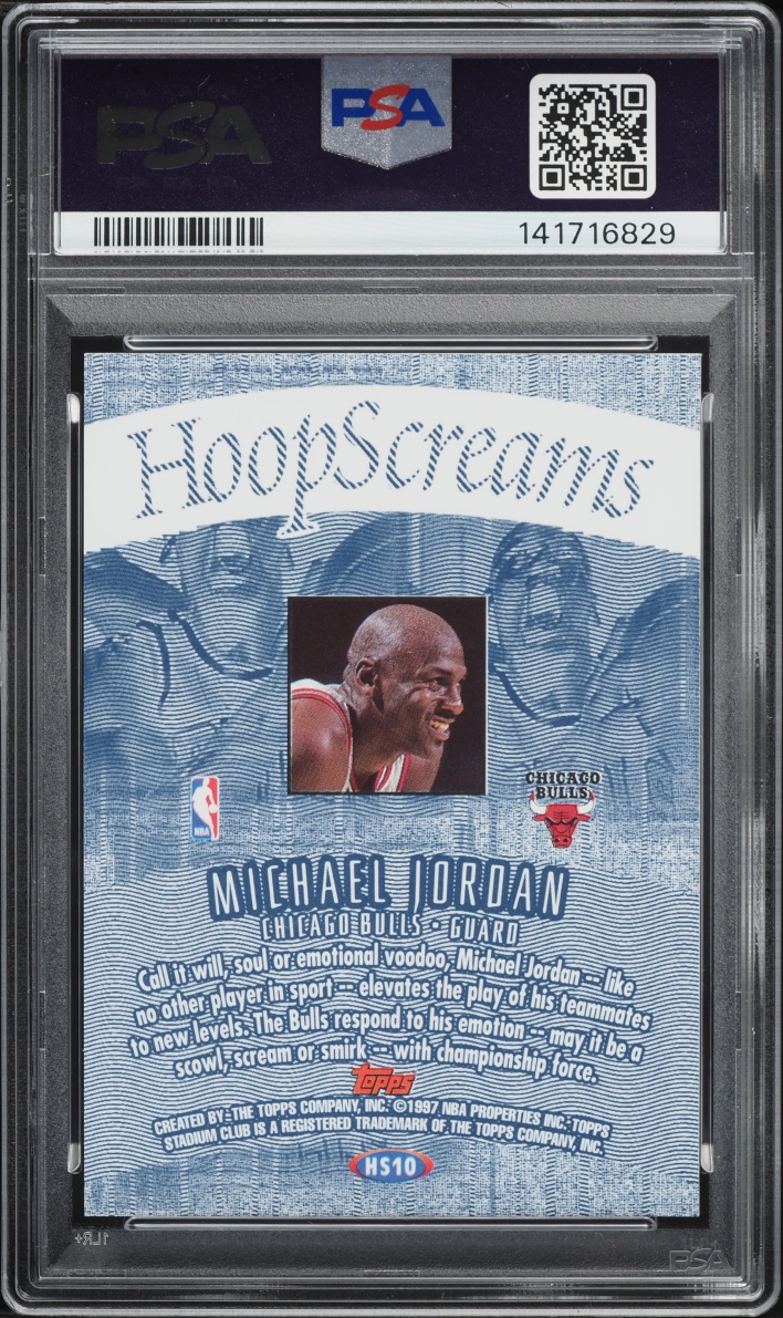 1997 Stadium Club Hoop Screams Michael Jordan #HS10 PSA 8 NM-MT