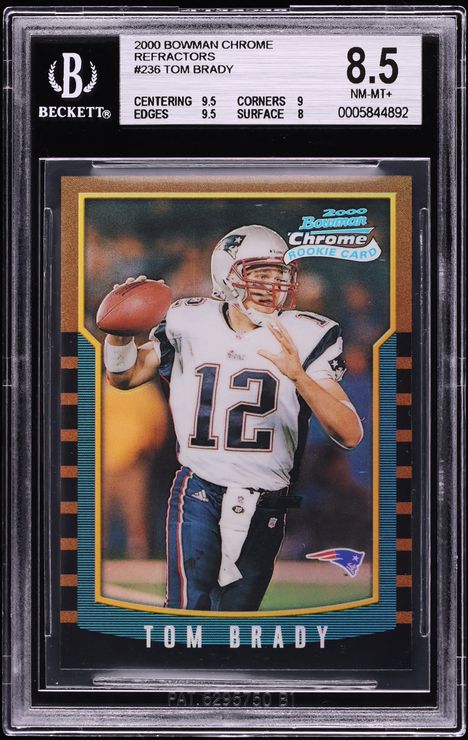 2000 Bowman Chrome Refractor Tom Brady ROOKIE #236 BGS 8.5 NM-MT+