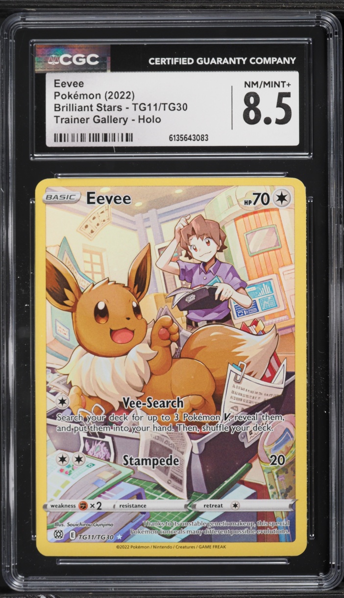 2022 Pokemon Sword & Shield Brilliant Stars CHR Eevee #TG11 CGC 8.5 NM-MT+