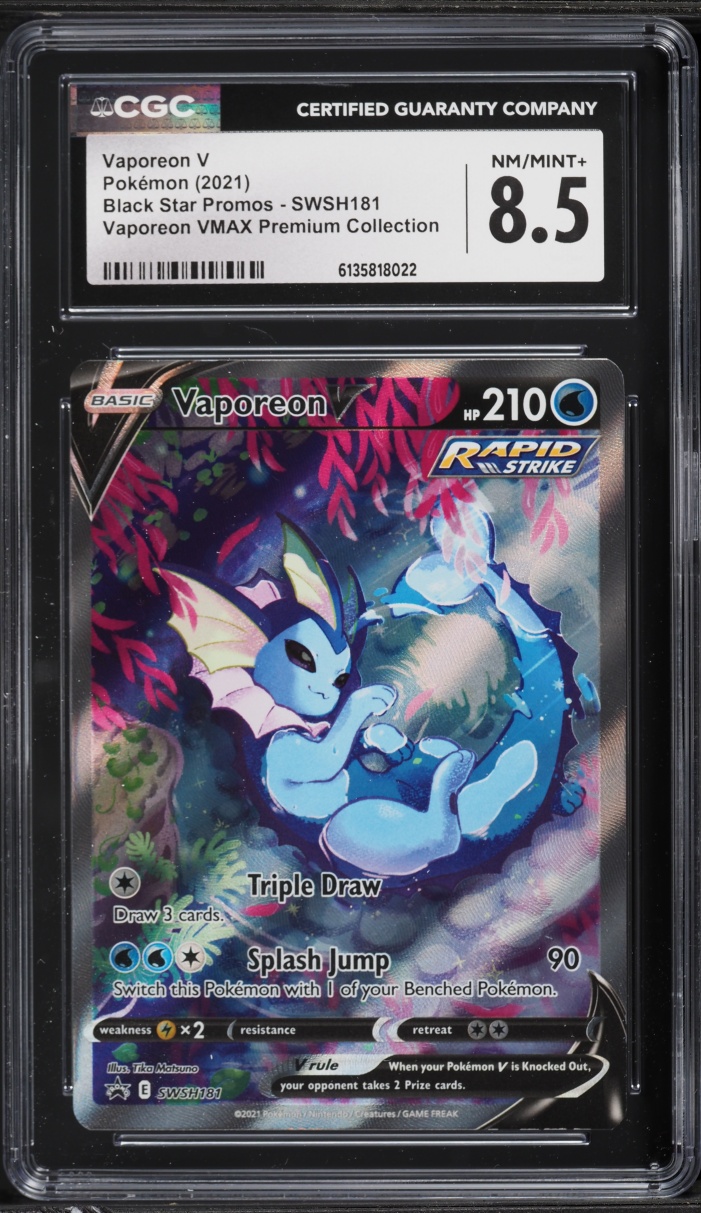 2021 Pokemon SWSH Promo VMAX Premium Collection Alt Art Vaporeon V #SWSH181 CGC 8.5 NM-MT+