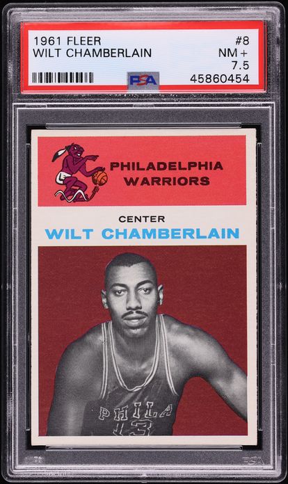 1961 Fleer Basketball Wilt Chamberlain ROOKIE #8 PSA 7.5 NRMT+