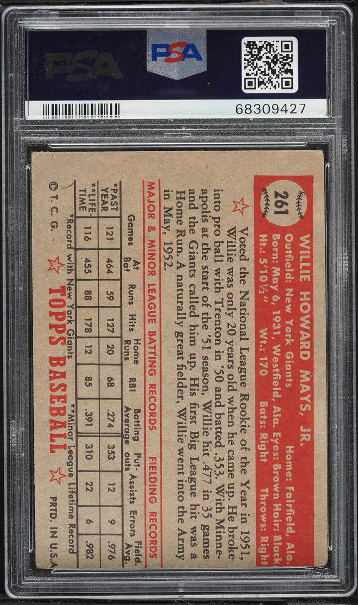 1952 Topps Willie Mays #261 PSA 3 VG