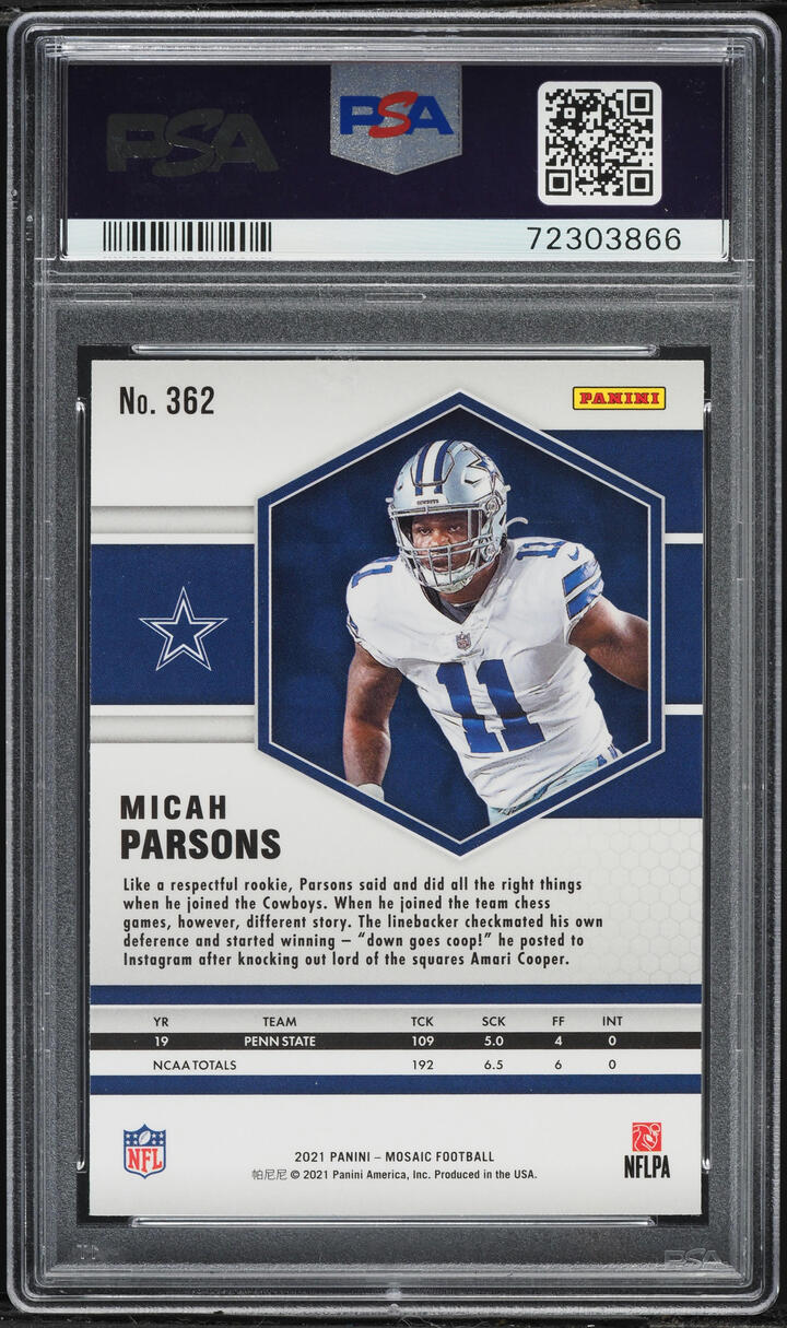 2021 Panini Mosaic Micah Parsons ROOKIE #362 PSA 9 MINT