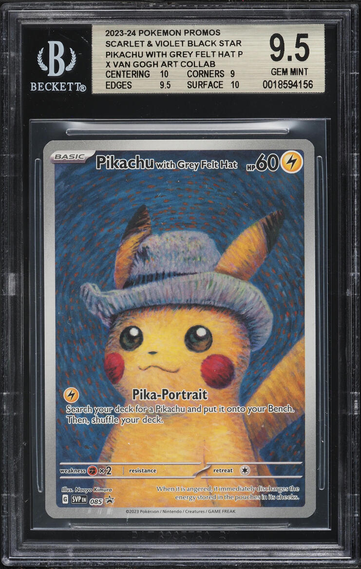 2023 Pokemon Scarlet & Violet Promo Van Gogh Pikachu With Grey Felt Hat #85 BGS 9.5 GEM MINT