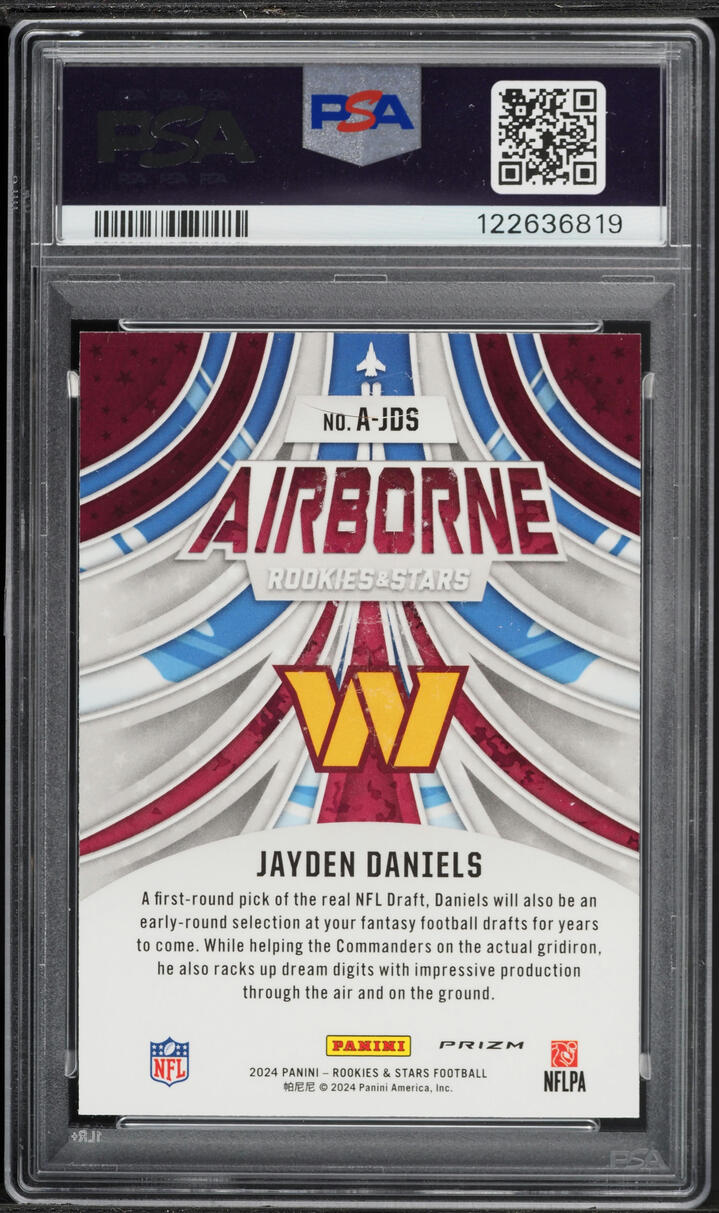 2024 Panini Stars Airborne Red Plaid Prizm Jayden Daniels ROOKIE #A-JDS PSA 10 GEM MINT