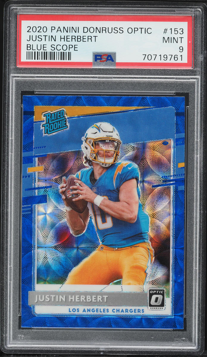 2020 Donruss Optic Blue Scope Justin Herbert ROOKIE #153 PSA 9 MINT