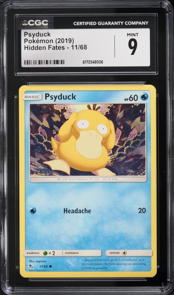 2019 Pokemon Sun & Moon Hidden Fates Psyduck #11 CGC 9 MINT