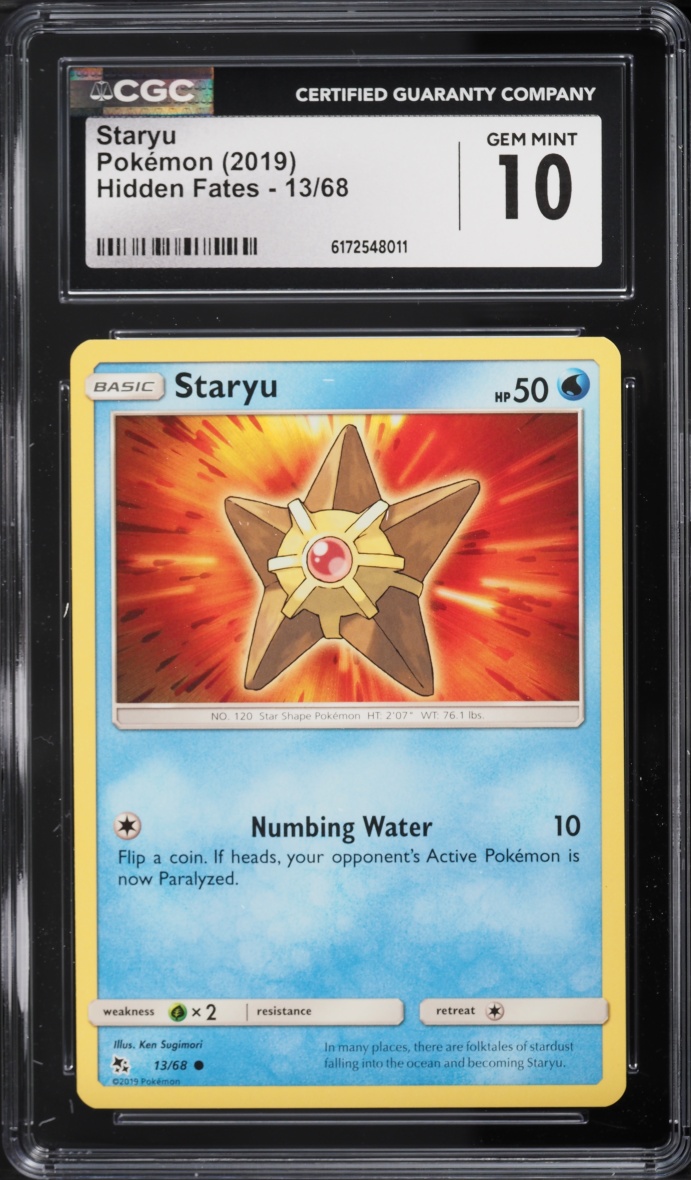 2019 Pokemon Sun & Moon Hidden Fates Staryu #13 CGC 10 GEM MINT