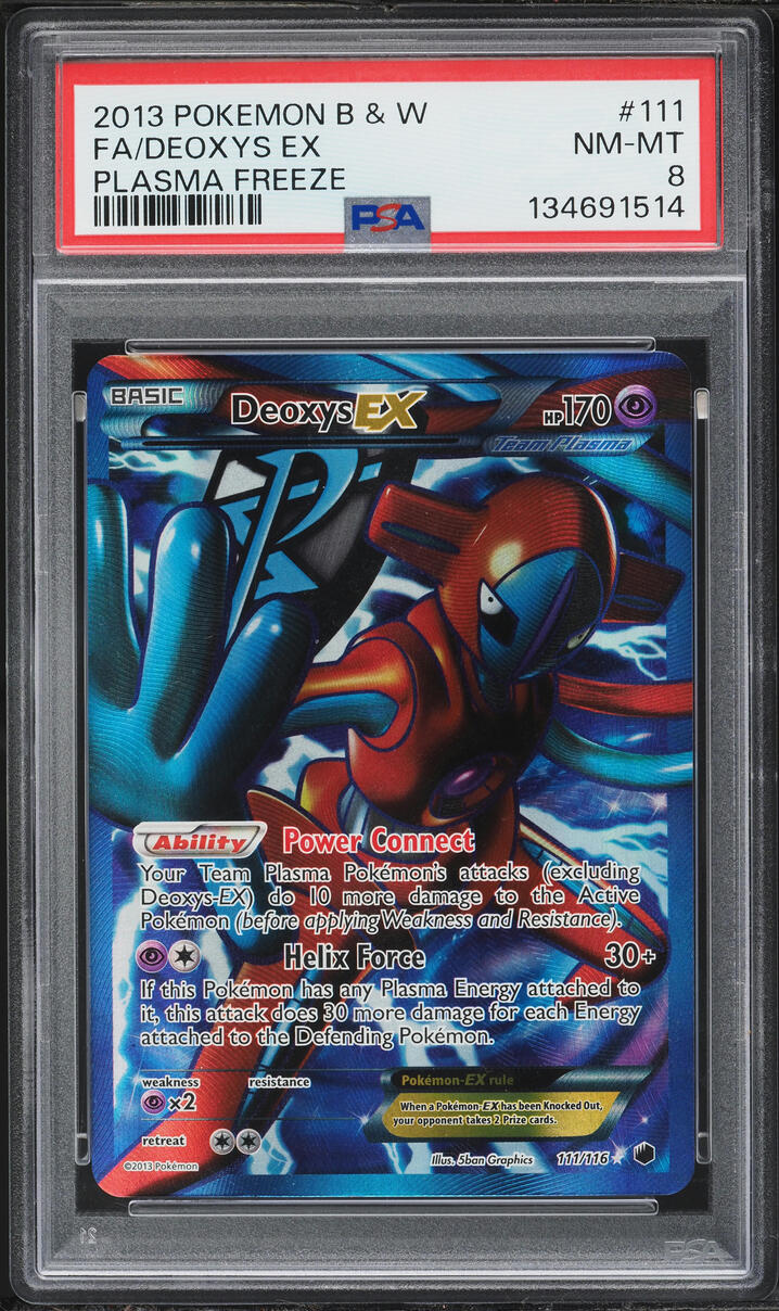 2013 Pokemon Black & White Plasma Freeze Full Art Deoxys EX #111 PSA 8 NM-MT