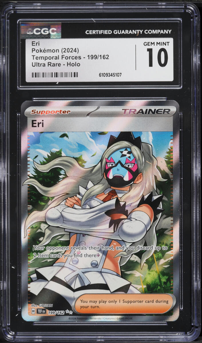2024 Pokemon Scarlet & Violet Temporal Forces Full Art Eri #199 CGC 10 GEM MINT
