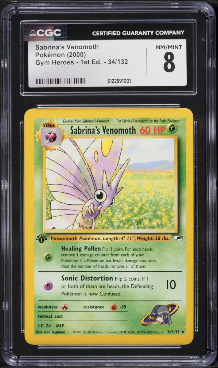 2000 Pokemon Gym Heroes 1st Edition Sabrina's Venomoth #34 CGC 8 NM-MT