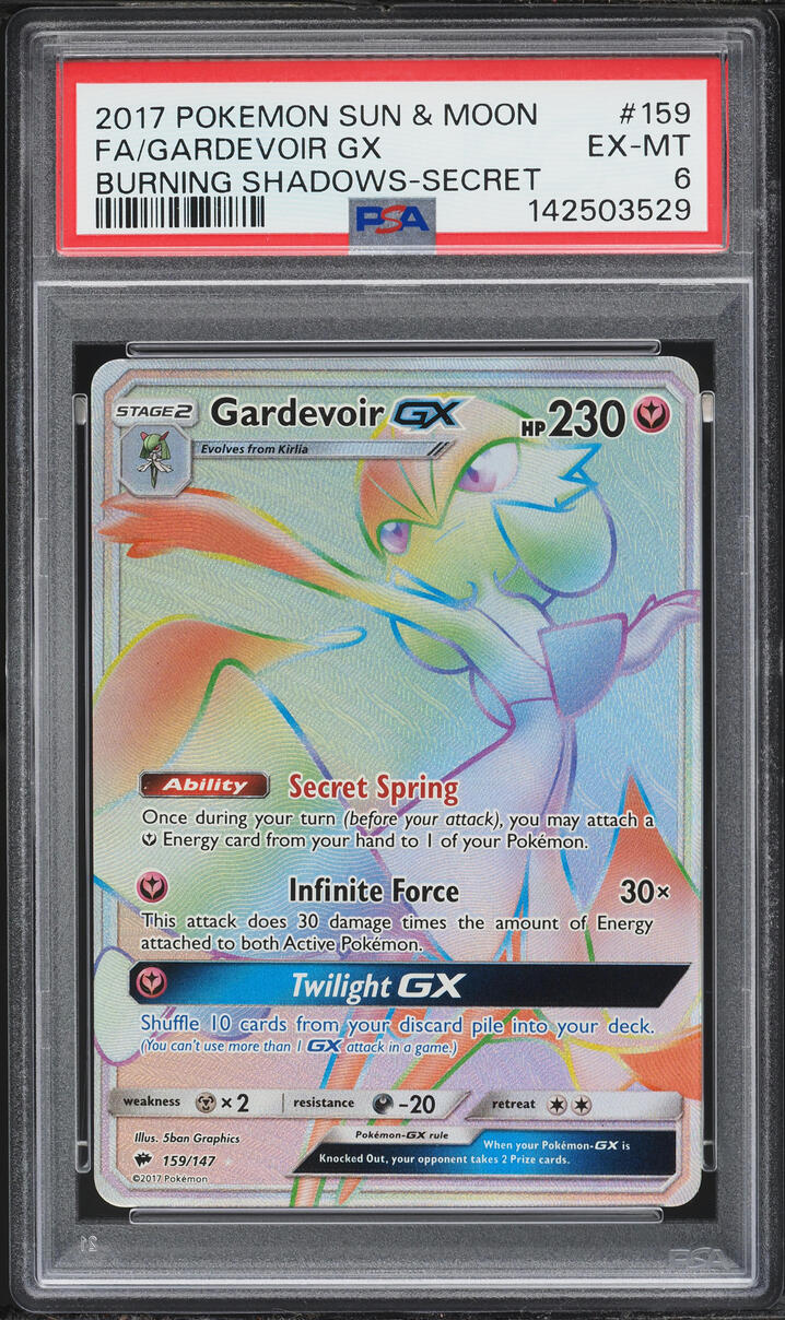 2017 Pokemon Sun & Moon Burning Shadows Rainbow Rare Gardevoir GX #159 PSA 6 EXMT