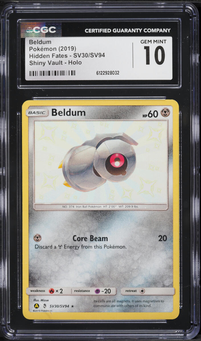 2019 Pokemon Sun & Moon Hidden Fates Shiny Beldum #SV30 CGC 10 GEM MINT