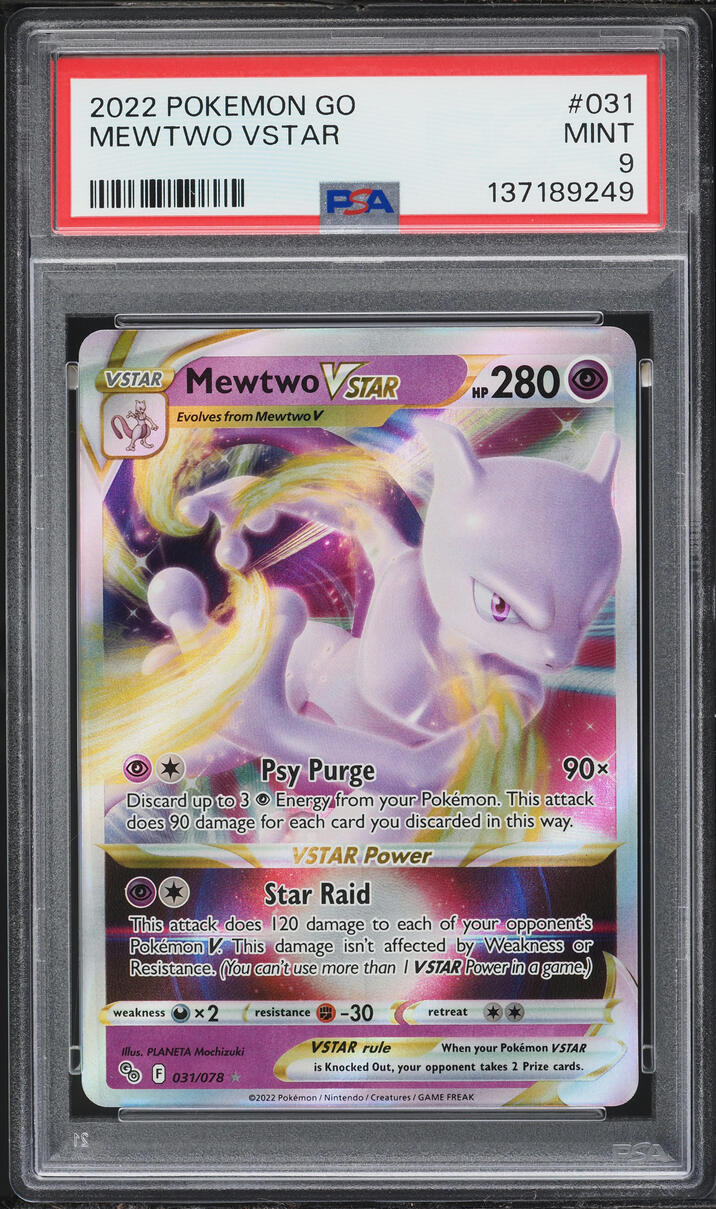 2022 Pokemon Sword & Shield Pokemon GO Mewtwo VSTAR #31 PSA 9 MINT