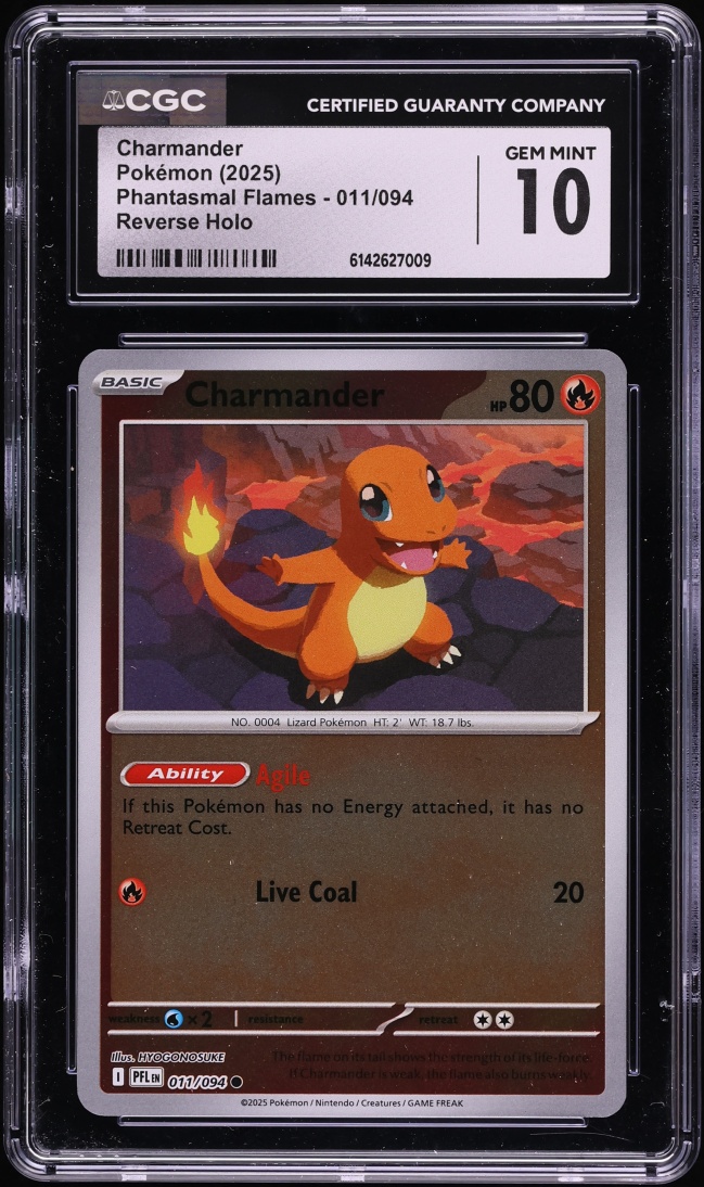 2025 Pokemon Mega Phantasmal Flames Reverse Holo Charmander #11 CGC 10 GEM MINT