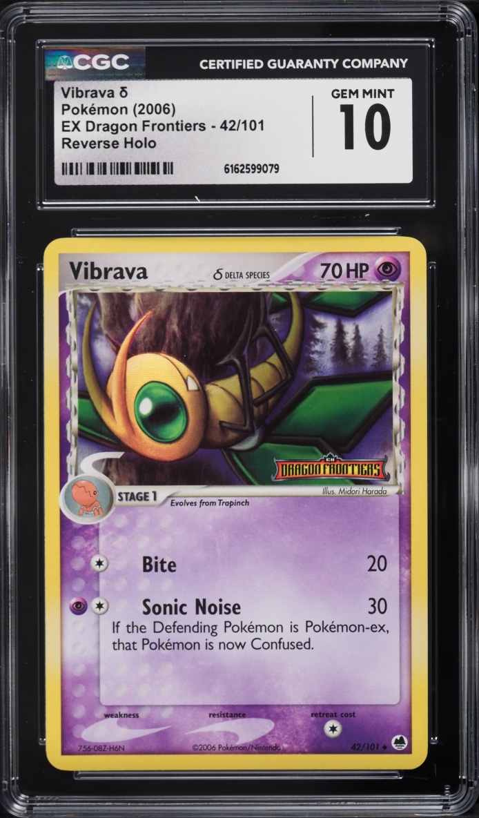 2006 Pokemon EX Dragon Frontiers Reverse Holo Vibrava #42 CGC 10 GEM MINT