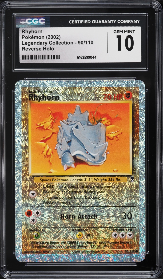 2002 Pokemon Legendary Collection Reverse Holo Rhyhorn #90 CGC 10 GEM MINT