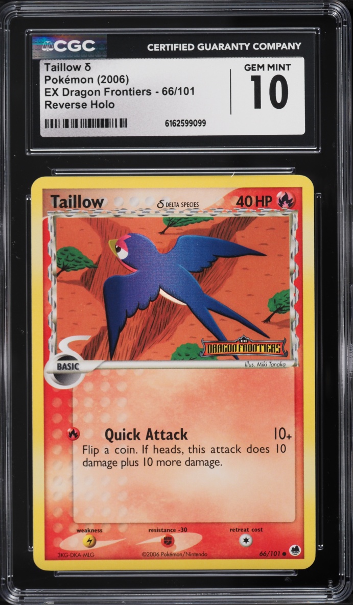2006 Pokemon EX Dragon Frontiers Reverse Holo Taillow #66 CGC 10 GEM MINT