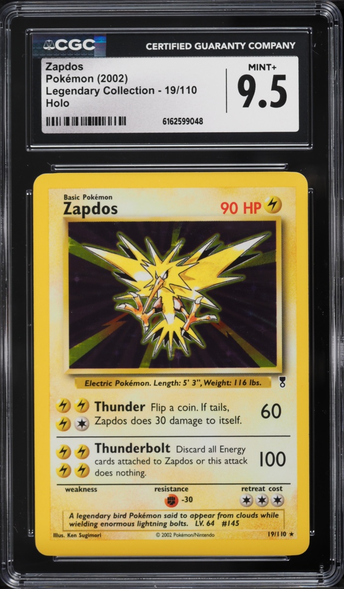 2002 Pokemon Legendary Collection Holo Zapdos #19 CGC 9.5 MINT+