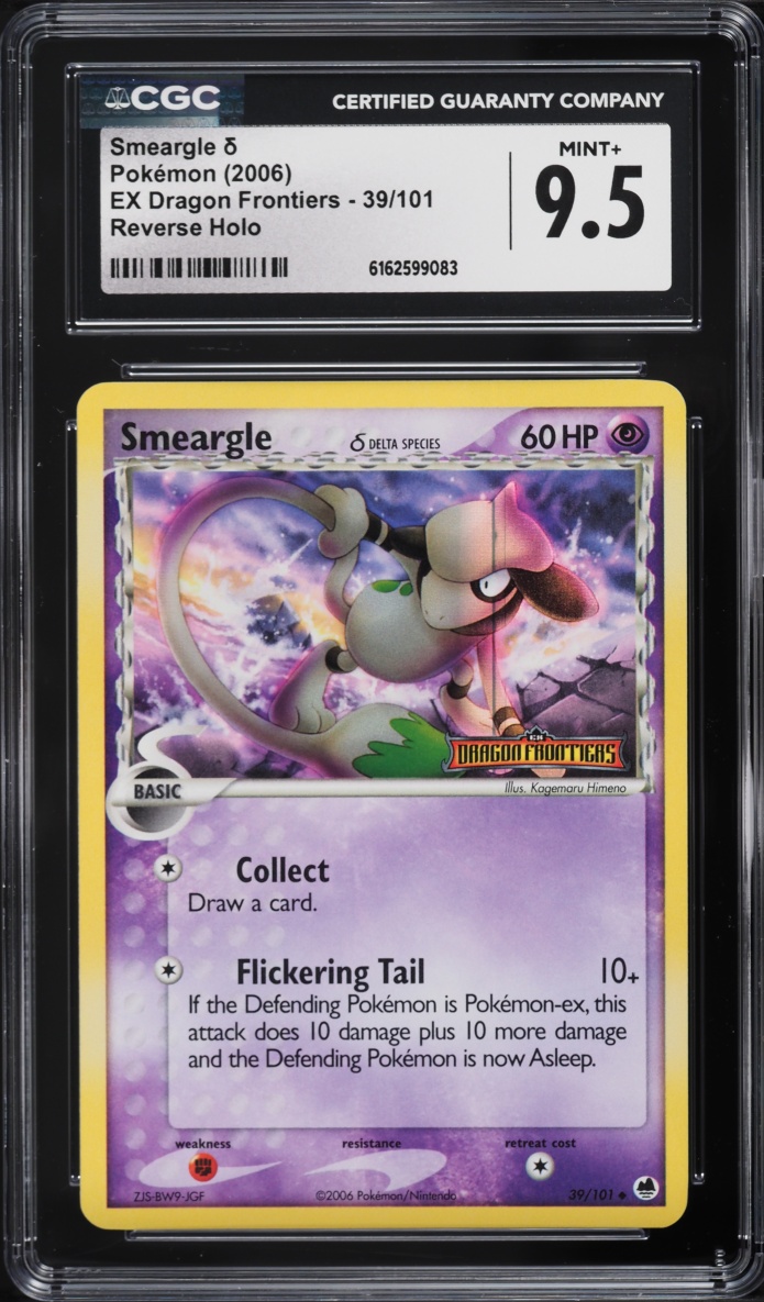 2006 Pokemon EX Dragon Frontiers Reverse Holo Smeargle #39 CGC 9.5 MINT+