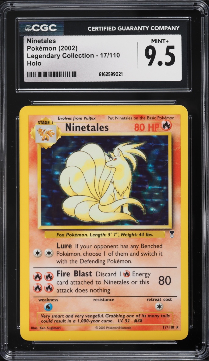 2002 Pokemon Legendary Collection Holo Ninetales #17 CGC 9.5 MINT+