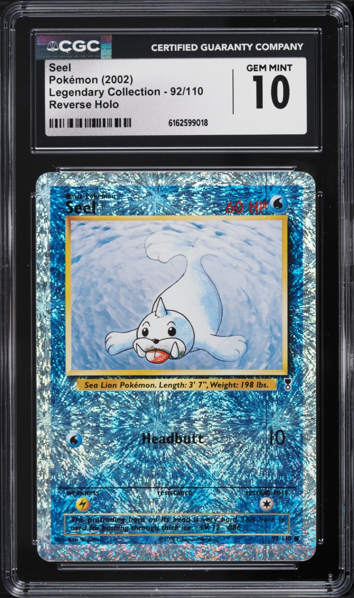 2002 Pokemon Legendary Collection Reverse Holo Seel #92 CGC 10 GEM MINT