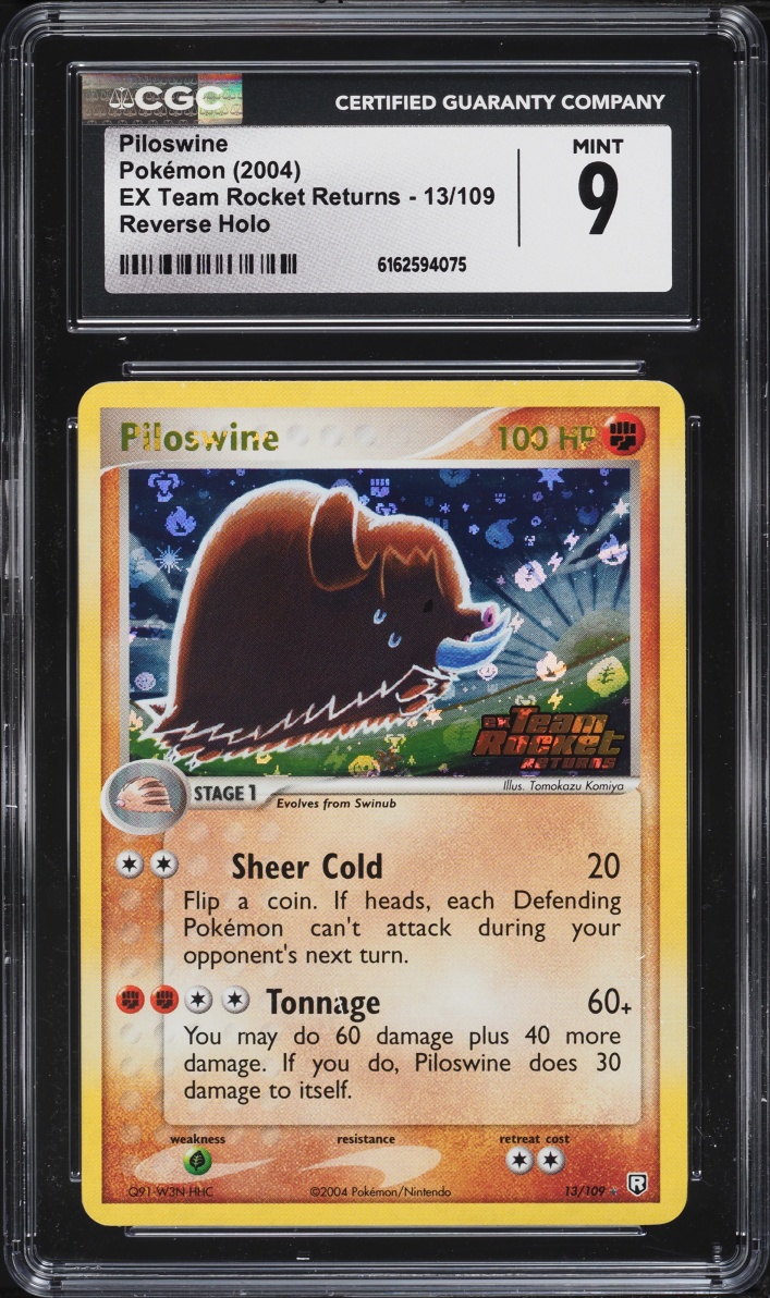 2004 Pokemon EX Team Rocket Returns Reverse Holo Piloswine #13 CGC 9 MINT
