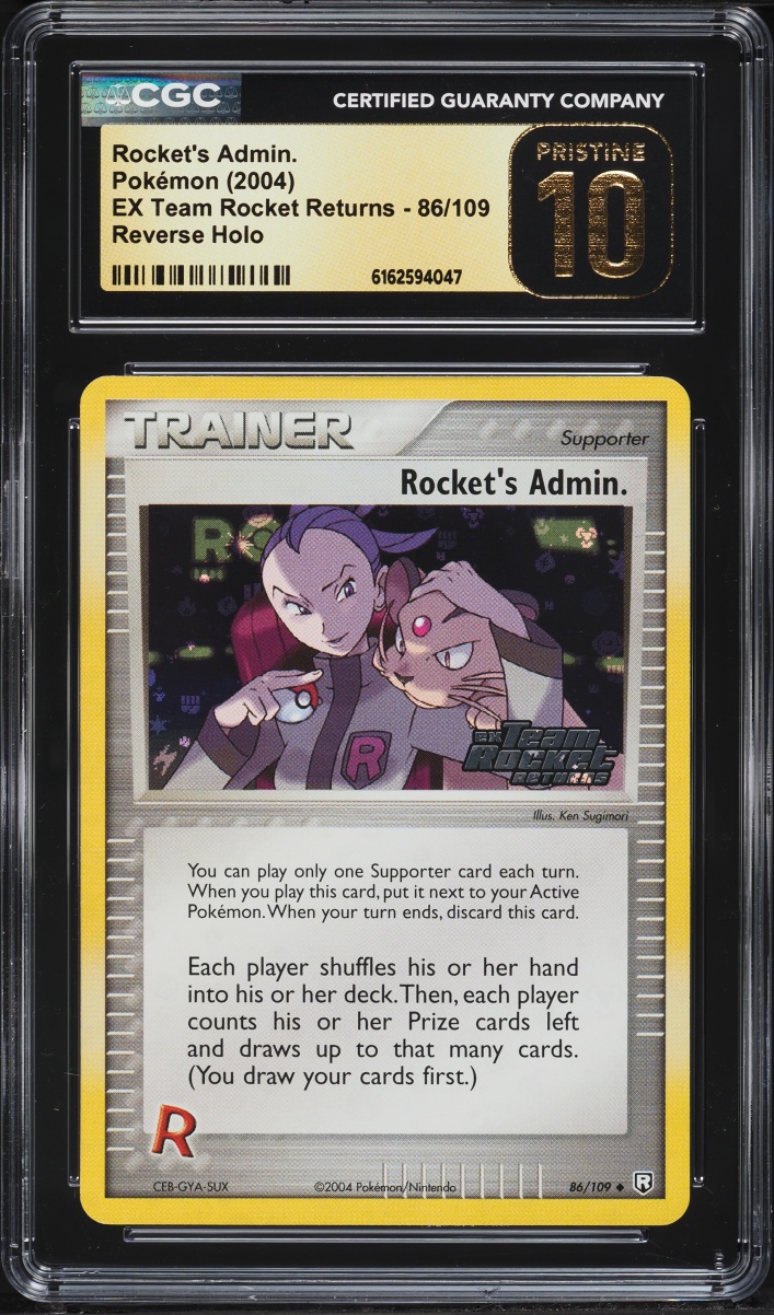 2004 Pokemon EX Team Rocket Returns Reverse Holo Rocket's Admin. #86 CGC 10 PRISTINE