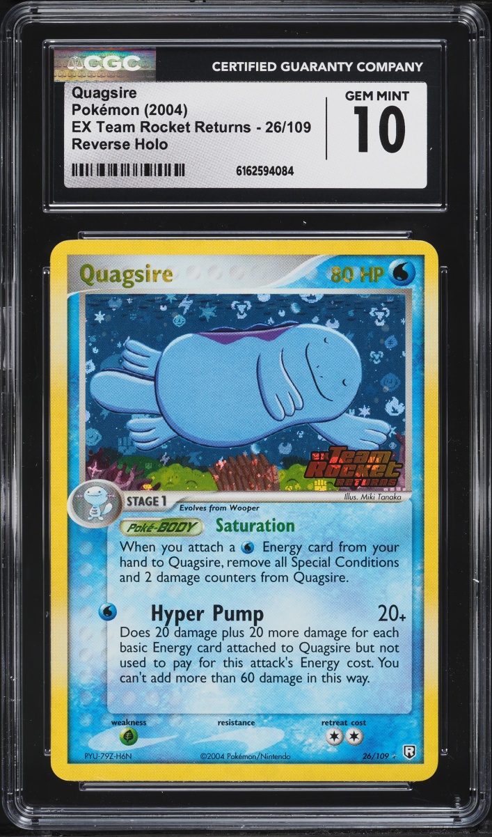 2004 Pokemon EX Team Rocket Returns Reverse Holo Quagsire #26 CGC 10 GEM MINT
