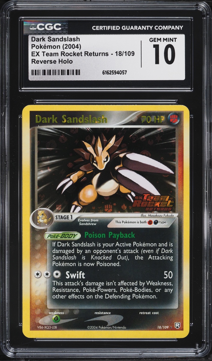 2004 Pokemon EX Team Rocket Returns Reverse Holo Dark Sandslash #18 CGC 10 GEM MINT