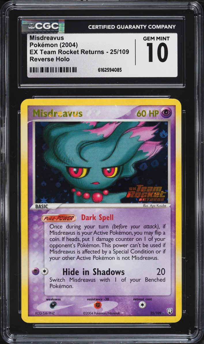 2004 Pokemon EX Team Rocket Returns Reverse Holo Misdreavus #25 CGC 10 GEM MINT