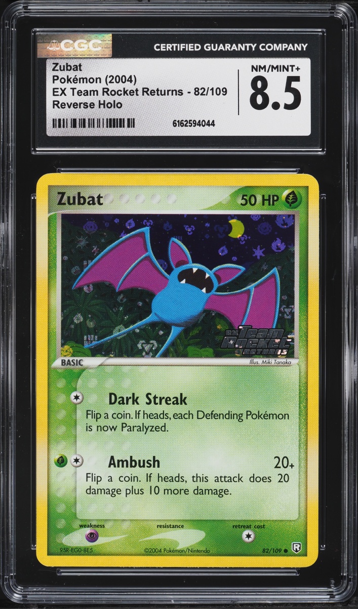 2004 Pokemon EX Team Rocket Returns Reverse Holo Zubat #82 CGC 8.5 NM-MT+