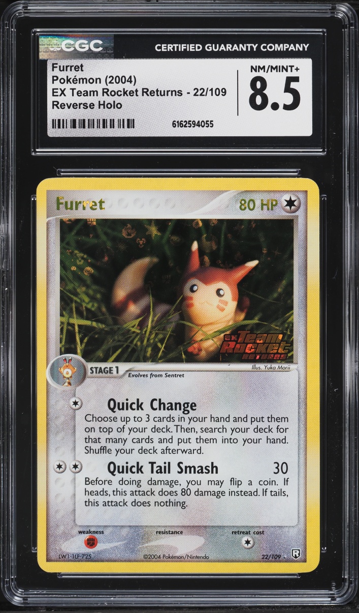 2004 Pokemon EX Team Rocket Returns Reverse Holo Furret #22 CGC 8.5 NM-MT+