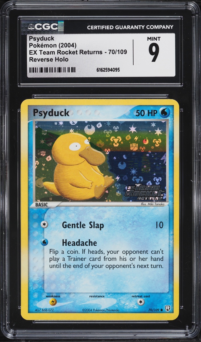 2004 Pokemon EX Team Rocket Returns Reverse Holo Psyduck #70 CGC 9 MINT