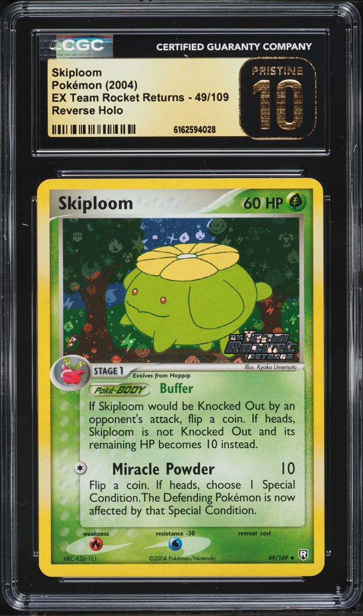 2004 Pokemon EX Team Rocket Returns Reverse Holo Skiploom #49 CGC 10 PRISTINE