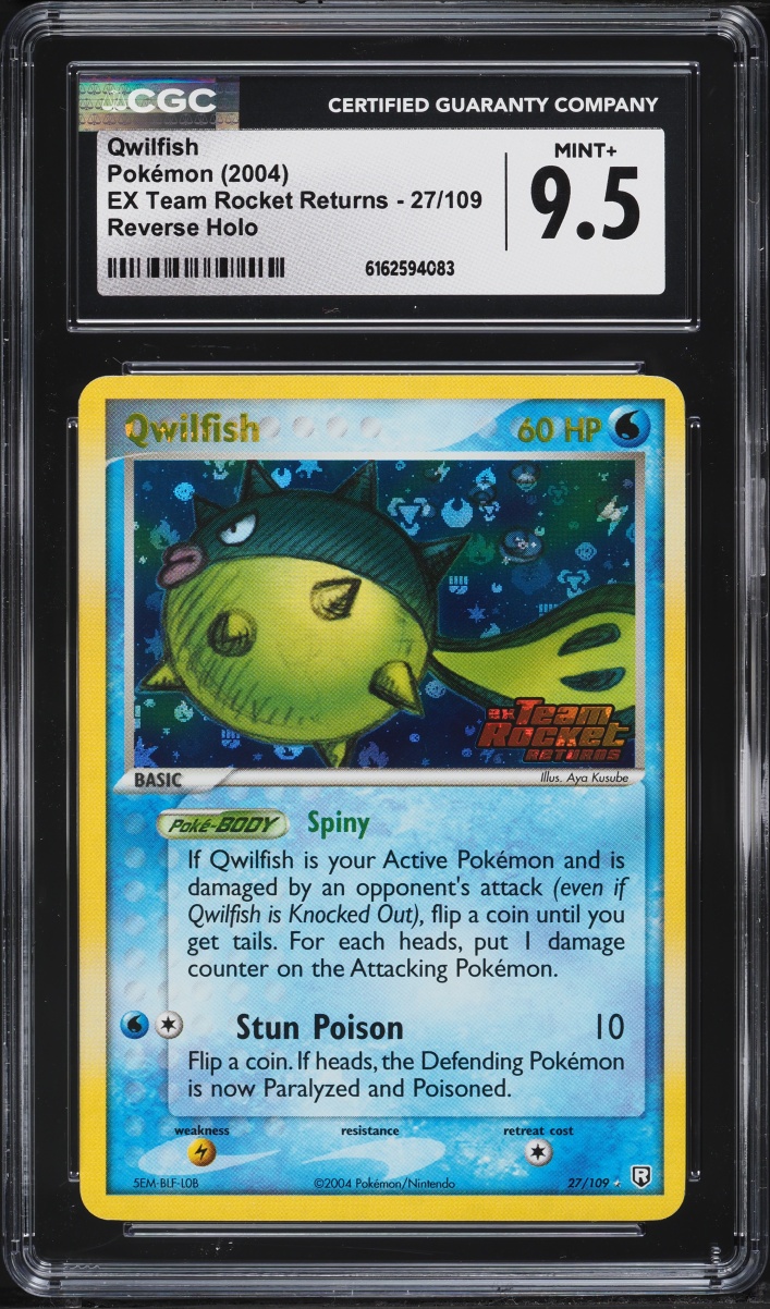 2004 Pokemon EX Team Rocket Returns Reverse Holo Qwilfish #27 CGC 9.5 MINT+